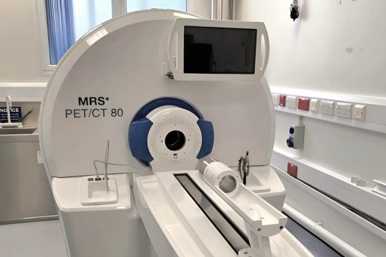 MRS PET/CT 80 medical imaging system with integrated patient table and control interface